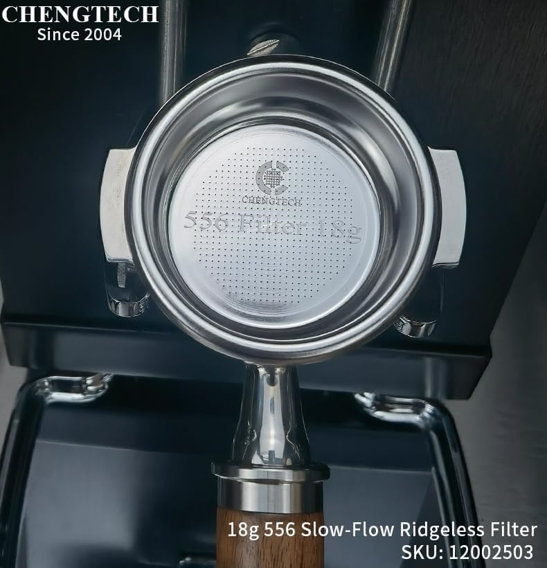 Chengtech 58mm Espresso Filter Basket 18g – Ridgeless Portafilter Basket, 556 Holes Slow Extraction, Universal Stainless Steel, Compatible with La Marzocco, Futurmat, DEC - Image 3